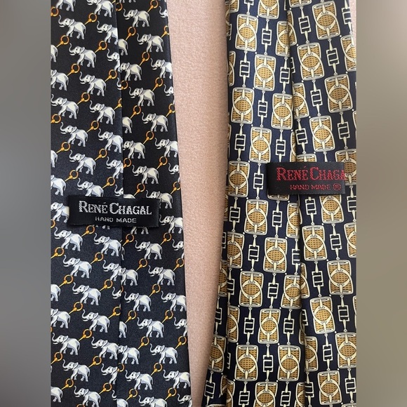 Rene Chagal Lot of Two 100% Silk Handmade Neck Ties - Picture 3 of 7